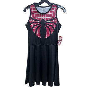 Marvel Mighty Fine Spider Girl Dress M 14+ Costume Pullover Black Red Sleeveless